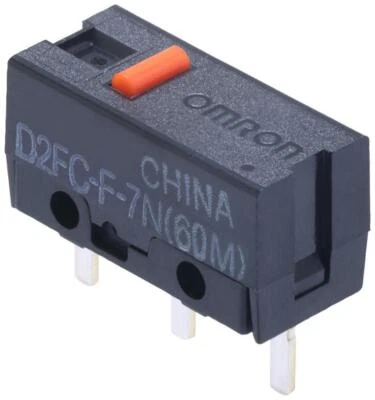 OMRON ELECTRONIC COMPONENTS Ultra Subminiature Pin Plunger, SPST-No, 6V, 1mA - D2FC-F-7N(60M)(STD)