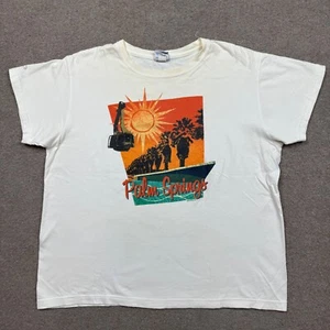 Crazy Shirts Womens Large White T Shirt Cropped Palm Springs Logo Casual Ladies - Picture 1 of 9