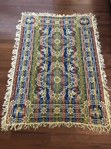 Vtg India Taj Mahal Silk Tapestry Shajahan Piano Wall Decor Table Cloth Italy - Picture 1 of 5
