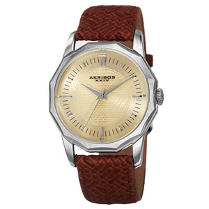 Nuovo Orologio da Uomo Akribos XXIV AK825SSBR Cassa Dodecagone Intrecciato In pelle - Foto 1 di 4