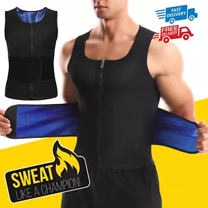 Neoprene Sweat Sauna Vest for Men Body Shaper Fat Burn Control Shapewear Tops US - Imagen 1 de 32