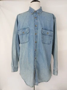 CE Schmidt Shirt Mens XL Tall Blue Denim Button Up Long Sleeve Casual Work Wear - Picture 1 of 9
