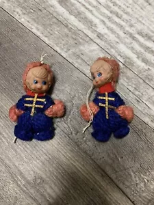 Muñeca Vintage Adornos de Navidad 3” Alto Plástico Cara Crochet Cuerpo Hecho en Japón - Imagen 1 de 10