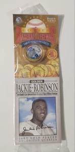 Golden Baseball Legend Jackie Robinson 24KT Gold Plated Colorized Quarter/New - Picture 1 of 2
