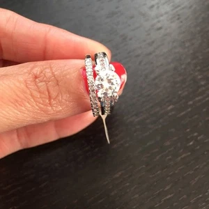 925 Sterling Silver Plated Wedding Band Set Ring  - Picture 1 of 4