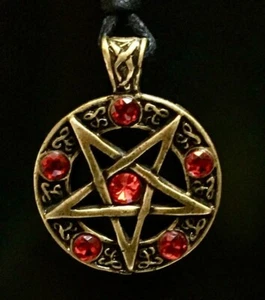 Pentagram Pentacle Bronze Pendant Pagan Celtic Biker adjustable cord to fit all - Picture 1 of 2