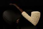 srv - Carved Tomahawk Block Meerschaum Pipe with fitted case 15179