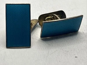 Hroar Prydz Norway 925 Sterling Silver - Vintage Enamel Rectangular Cufflinks - Picture 1 of 6