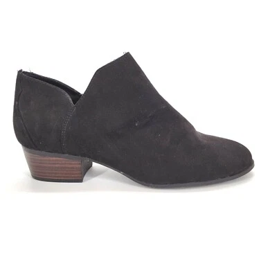 Old Navy Womens Black Jack Cut Out Ankle Boot Bootie Faux Suede Side Zip Black 8 - Image 1 of 4