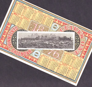 Tarjeta publicitaria de calendario victoriano Phila Exposition Clarks centenario 1876 hilo de coser - Imagen 1 de 10