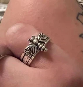 Bee spinner ring 925 Sterling Silver Band&Meditation Handmade Ring All size - Picture 1 of 6
