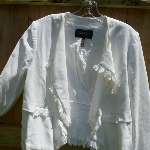 OFF WHITE BCBGMaxazria Giacca Donna Off Bianco Wade Frange A Più Taglia Media