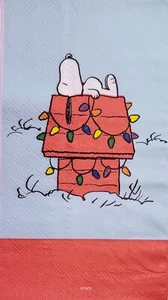 ZWEI individuelle Papier Gast Decoupage Servietten - 2270 Snoopy Hundehütte Dekoration - Bild 1 von 2