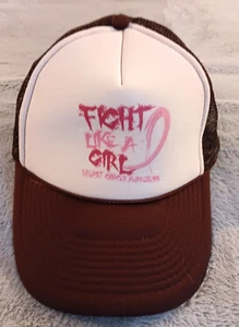 Otto Breast Cancer Awareness Fight Like A Girl Pink Ribbon Hat Snap Back brown - Picture 1 of 6