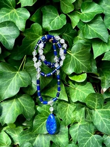 Collar de Lapis Lázuli y Cuarzo de roca Precioso y Elegante Longitud 85 cm - Imagen 1 de 6