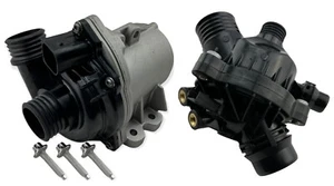 12v Electric Engine Water Pump + Thermostat & Housing FITS N54 1M 135i 335i 535i - Picture 1 of 2