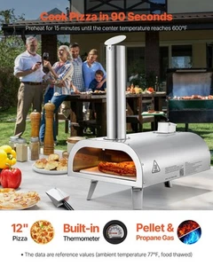 12" Outdoor Pizza Oven Portable Pellet/Gas Pizza Oven for Camping - Picture 1 of 10
