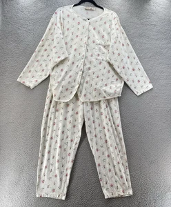 Victoria's Secret Golden Label Damen Pyjama Set groß weiß geblümt 100 % Baumwolle - Bild 1 von 16