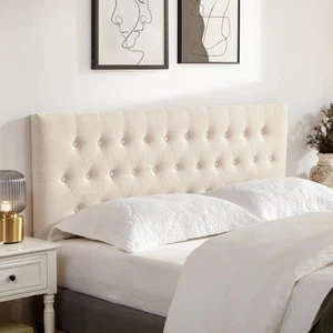 Tufted Upholstered Headboard Queen Size, Solid Wood Head Board with Durable M... - Picture 1 of 7
