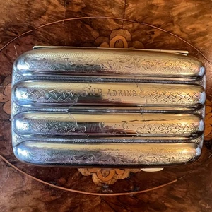 Antique 1923 Silver Plated Cigar Case - Imagen 1 de 5