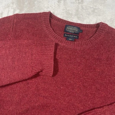Pendleton Sweater Mens Medium/Large Shetland Wool Crewneck Pullover Red - Image 1 of 4