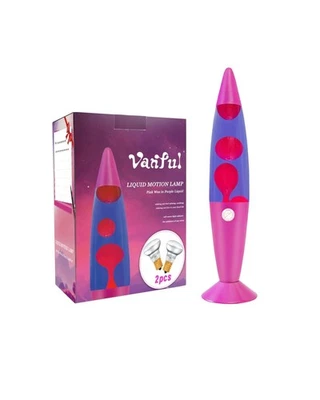 Lámpara de movimiento líquido de 16 pulgadas - Base rosa, líquido púrpura, cera rosa, Bea... Envío rápido Foto 1 de 4