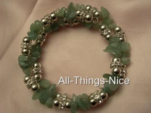 GRÜNE JADE Edelstein Kristall Armreif Wickelarmband Schmuck für mentale Stärke - Bild 1 von 1