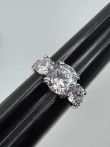 Ladies Sterling Silver 925 Round CZ Engagement Ring - Picture 1 of 16