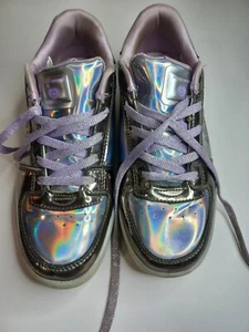 Skechers Sz 5.5 Youth girls energy lights lavender/iridescent Purple sneakers - Picture 1 of 6