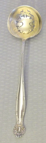 antique Towle sterling 1894 EMPIRE SUGAR LADLE SIFTER SHAKER 6-3/8"  gold bowl Cover