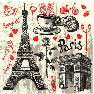 Papierservietten Paris Frankreich Eiffelturm Denkmäler. Servietten Paris Eiffel Gr. - Bild 1 von 1