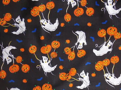 Halloween Fabric General Fabrics Company Black Background Cotton Fabric 2 Pieces - Image 1 of 3