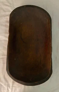 ANTIQUE PRIMITIVE USA CARVED WOOD COUNTRY KITCHEN BREAD DOUGH TABLE TRENCH BOWL - Picture 1 of 13