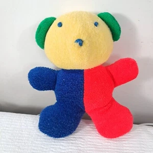 Oso de peluche Eden de colección peluche bebé sonajero juguete bloque de color primario tela de rizo - Imagen 1 de 6