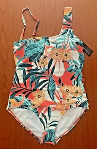 $95 JANTZEN Traje de Baño Estampado Tropical Un Hombro Nuevo con Etiquetas Copa C Talla 14 - Imagen 1 de 6