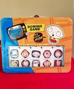 FAMILY GUY DOMINOS GAME IN METAL LUNCHBOX TYPE METAL CASE MIP  - Picture 1 of 5