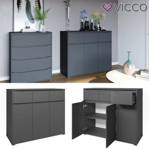 Comodino credenza armadio multiuso cassetto deposito Ruben 120cm antracite Vicco - Foto 1 di 8