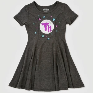 Trollhunters Girls Charcoal Reverse Sequin Dress 4-5, 6-6X, 7-8, 10-12, 14-16 - Picture 1 of 5