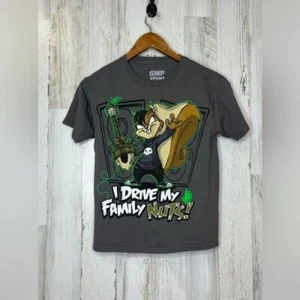 GWP Sport Kids I DRIVE MY FAMILY NUTS Graphics Tee Gray Brown  Boys Size L 10/12 - Picture 1 of 8