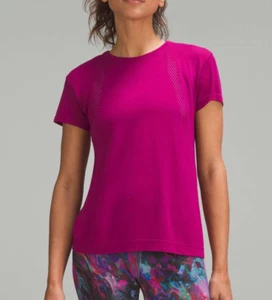 Lululemon 8 Train to Be Short Sleeve Tee Crop Perforated Magenta Purple W3GB3S - Picture 1 of 11