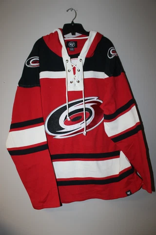 New NHL Carolina Hurricanes old time jersey style mid weight cotton hoody men S Cover