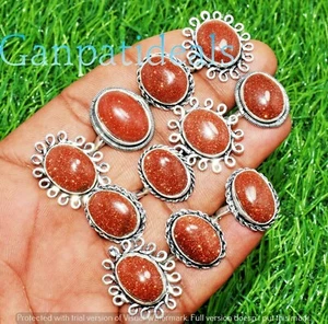 Sunstone Gemstone Ring 10pcs Lots 925 Silver Plated Beauty Wholesale Jewelry - Picture 1 of 9