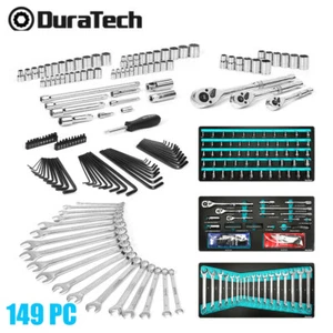 DURATECH Mechanics Tool Set 149PCS Ratchet Wrench Set SAE/Metric Socket 90-Tooth - Picture 1 of 9