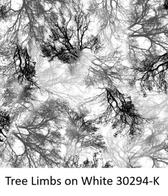 Tree Limbs BTY cotton quilt fabric Quilting Treasures 30294-K Black on White - Image 1 of 4