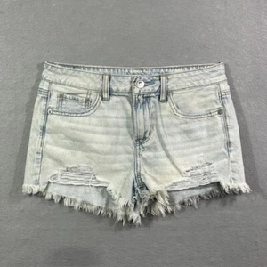 Pantalones cortos American Eagle para mujer 4 lavados ligeros tiro alto pantalones cortos deshilachados - Imagen 1 de 19