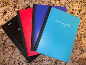 4 Piece Composition notebooks, Wide Ruled, 70 sheets Poly cover waterproof - Picture 1 of 2