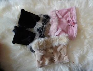 Fur Trimmed Fingerless Gloves - In Pink Black & Beige -  Perfect For WInter !! - Picture 1 of 10