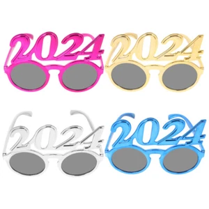 4 PIEZAS 2024 Anteojos Feliz Año Nuevo Gafas Festival Foto utilería Nuevo - Imagen 1 de 12