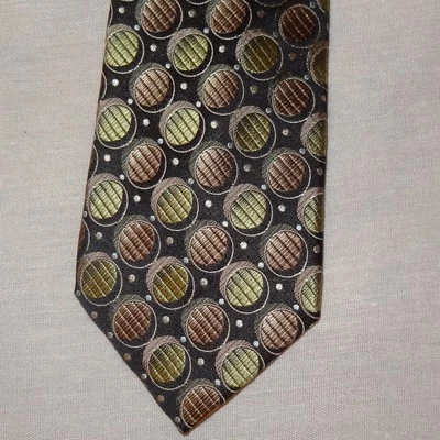  Галстук Concepts By Claiborne Tie Circles геометрический зеленый черный 58 дюймов 100% шелк  - Изображение 1 из 4