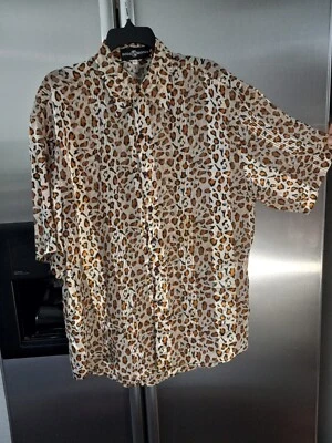 Moda Mondo Brand Men's Leopard Print, Semi-sheer100% Viscose XL Short Sleeve  - Image 1 of 4
